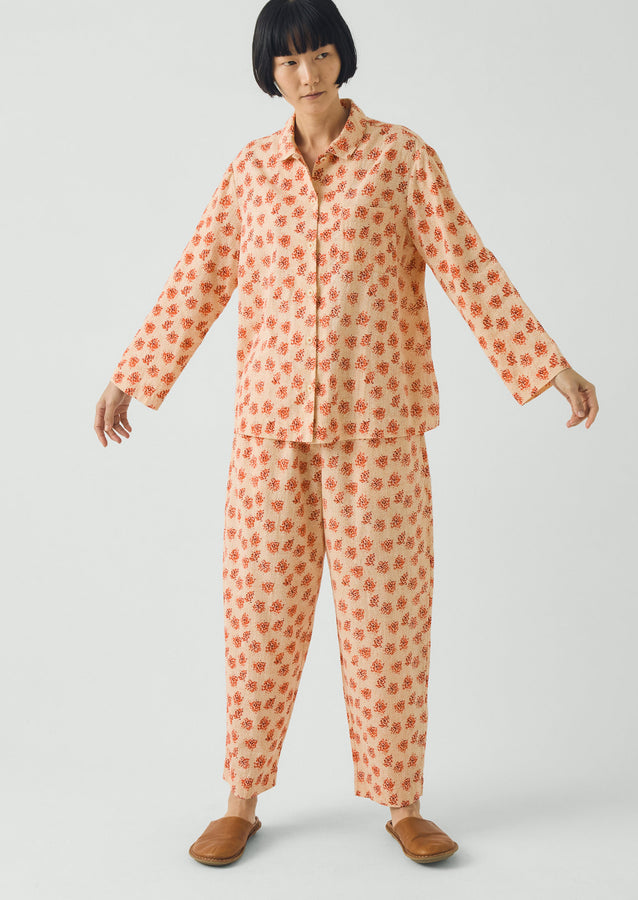 Bloom Print Cotton Pyjamas | Sand/Multi